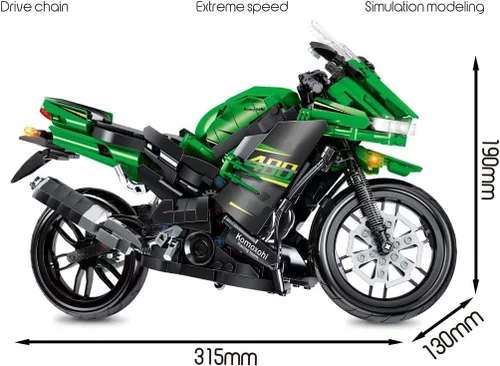Miniatura 3 de Pasyru Technology - Juego de construcción de moto, 862 piezas para Kawasaki Ninja 400 modelos de construcción, juguete de construcción