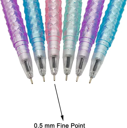 Miniatura 6 de Maydahui 24 bolígrafos novedosos (12 bolígrafos retráctiles de diamante grande + 12 bolígrafos de gel de sirena para niñas, mujeres y estudiantes)