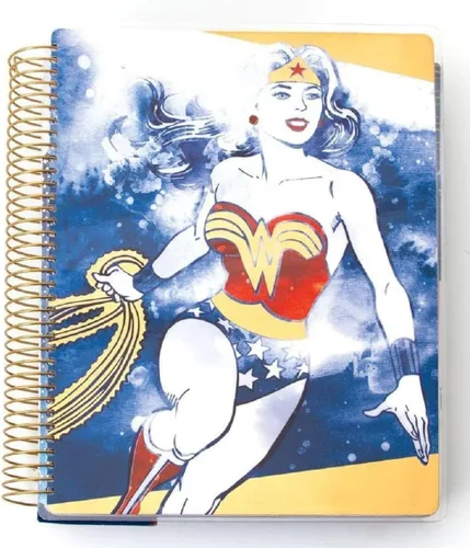 Miniatura 5 de Paper House Productions DC Comics Wonder Woman - Agenda de 12 meses sin fecha de 7.5 pulgadas con calcomanías de bandera de mes y evento, logotipo