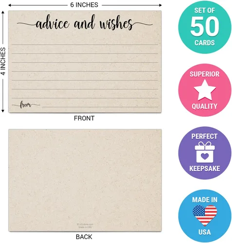 Miniatura 2 de 321Done Tarjetas de consejos y deseos (50 tarjetas) de 4 x 6 pulgadas en blanco para bodas, novias, señores y señores, jubilación, baby shower