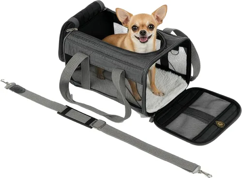 Miniatura 15 de Transportín Sherpa Original Deluxe para mascotas, aprobado por aerolíneas y garantizado a bordo - Negro con celosía, pequeño