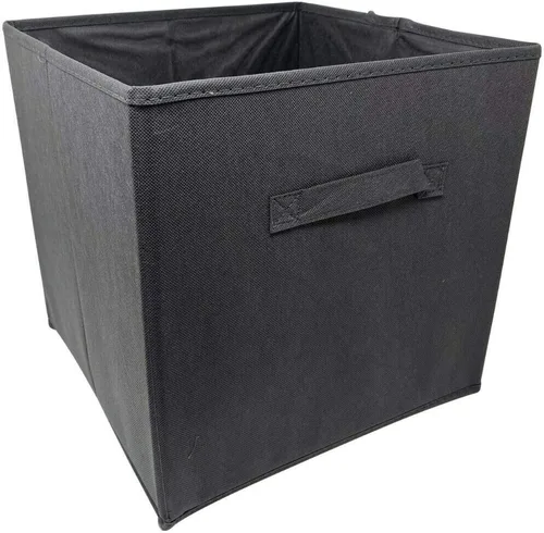 Miniatura 6 de Paquete de 6 cubos grandes de almacenamiento de tela, organizador de canastas de 13 x 13 x 13 pulgadas, color beige con asa de tela