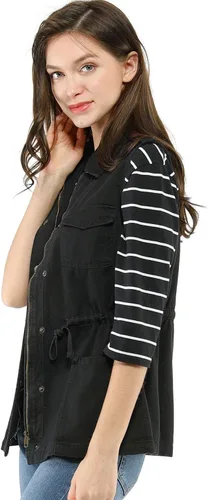 Miniatura 3 de Allegra K Chaqueta para mujer sin mangas con cierre, utilitaria, anorak, para uso en campo, chaleco de carga