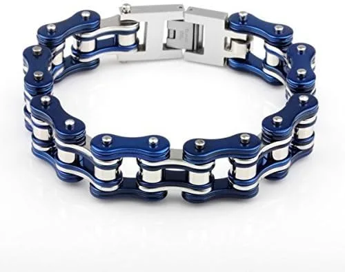 Miniatura 2 de Brazalete LEADCIN de acero inoxidable para hombre, diseño de cadena de bicicleta