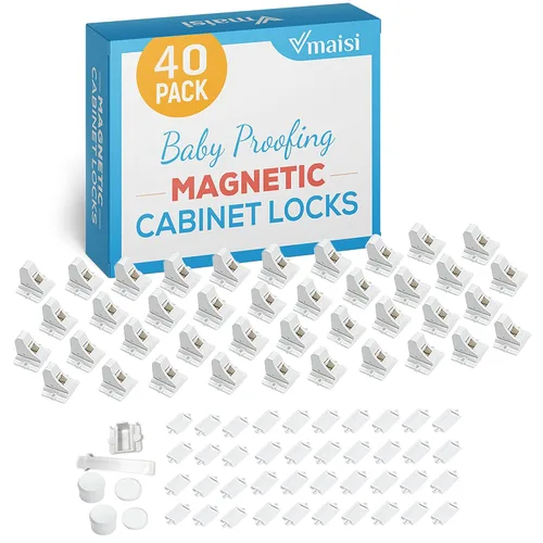 Miniatura 9 de Vmaisi Cerraduras magnéticas adhesivas para armarios y cajones (paquete de 24 y 4 llaves + cuna)