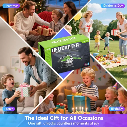 Miniatura 7 de Helicóptero RC de juguete para niños, helicóptero de control remoto de 2.4 GHz 3.5 canales con retención de altitud, despegue y aterrizaje con una