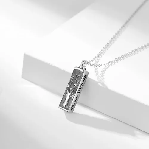 Miniatura 42 de Collar con colgante de urna de cenizas de cremación y árbol de la vida para mujer, plata de ley US1