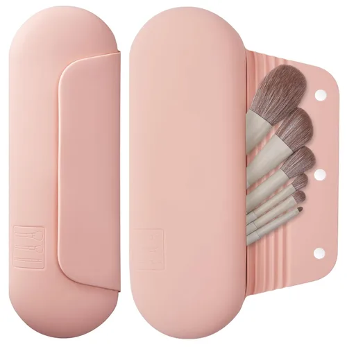 AGIKET Soporte de silicona para brochas de maquillaje, bolsa de cosméticos de viaje: soporte suave y portátil para brochas cosméticas faciales con