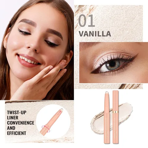 Miniatura 2 de Oulac Twist-Up Sombra de Ojos Brillante en Barra – Maquillaje de Ojos Vegano y Libre de Crueldad con Textura Cremoso y Mezclable, Resistente al 01