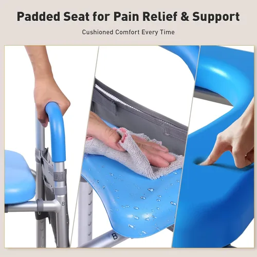 Miniatura 7 de WHLICKS Elevadores de asiento de inodoro de 500 libras con asas, asiento de inodoro acolchado elevado para personas mayores, elevador de inodoro