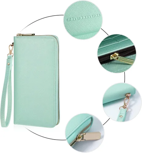 Miniatura 5 de Chelmon - Monedero para mujer de cuero genuino con bloqueo de señal RFID, para tarjetas de crédito