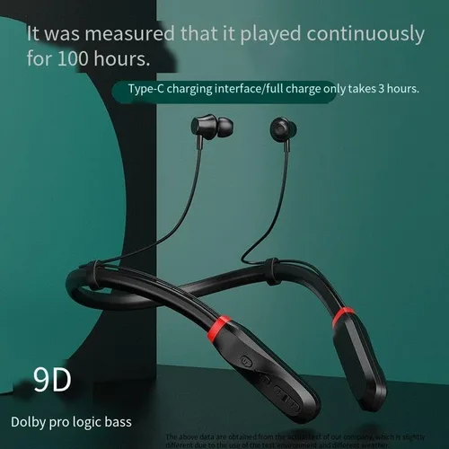 Miniatura 2 de Neckband - Auriculares Bluetooth inalámbricos deportivos alrededor del cuello, sonido estéreo de alta fidelidad de 360°, 100 horas de reproducción
