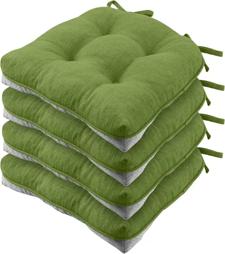 Miniatura 24 de Almohadillas de silla Wellsin para sillas de comedor, cojines de silla de cocina antideslizantes con lazos, juego de 4 almohadillas de silla de Caqui