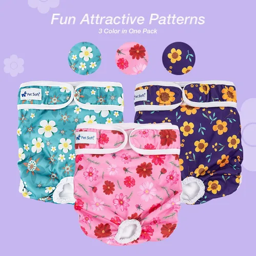 Miniatura 5 de Pet Soft Pañales lavables para mujer (paquete de 3) – Pañales para perros femeninos, cómodos pañales reutilizables para perritos en período de calor