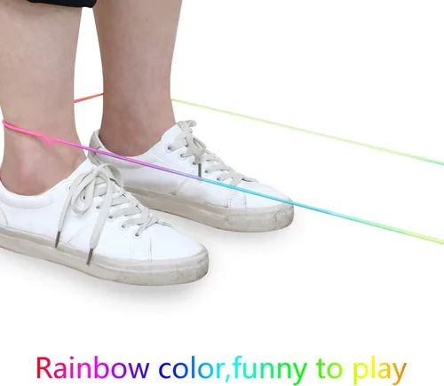 Miniatura 6 de Gejoy 5 piezas de cuerdas de salto chinas coloridas cuerda elástica de goma giratoria juego de fitness para jugar al aire libre en interiores