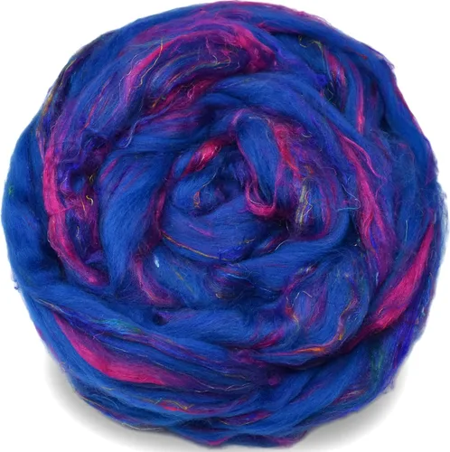 Miniatura 5 de Mezcla de fibra de seda merino y sari para hilado y fieltro. Top peinado súper suave., Taj Mahal