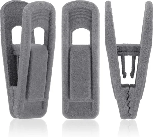 Tinfol Clips de terciopelo para colgar, paquete de 50 clips de terciopelo para pantalones grises, clip para colgar ropa, alfiler de ropa de apertura