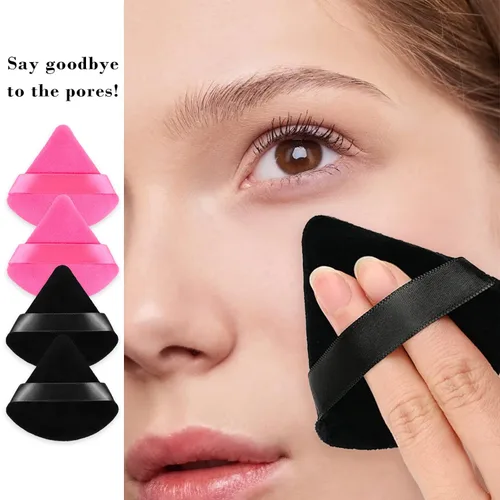 Miniatura 5 de 8 piezas Esponja para polvo de cara triangular suave de terciopelo en polvo para polvo suelto, esponja para maquillaje corporal, esponja para Negro