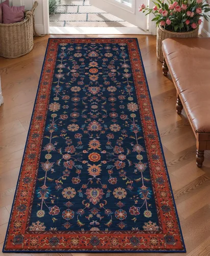 Miniatura 96 de Tangsoo Alfombra lavable para pasillo, antideslizante, 2 x 6 pies, estilo bohemio, floral, vintage, para entrada, suelo suave, para cocina, baño