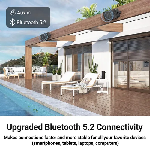 Miniatura 5 de Inwa Altavoces Bluetooth para exteriores, altavoz activo de montaje en pared pasivo de 400 W, juego de sonido estéreo inalámbrico impermeable
