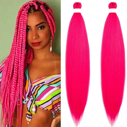 Miniatura 64 de Cabello para Trenzar Naranja Jengibre Pre-Estirado Kanekalo Cabello para Trenzar Pre-estirado 26 pulgadas Extensiones de Cabello Sintético