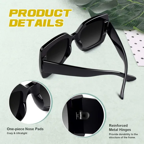 Miniatura 3 de GQUEEN Gafas de sol de gran tamaño con marco cuadrado para mujer persianas retro de moda protección UV400 S904