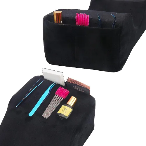 Miniatura 4 de Almohada de extensión de pestañas de terciopelo, almohada de cuello de espuma viscoelástica para salón de belleza para injerto de pestañas, Negro