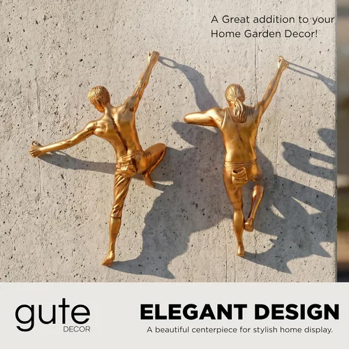 Miniatura 3 de GUTE Figuras altas de escultura de pared de escalada en roca, escultura de decoración de pared (juego de 2) 11.5 pulgadas – hombre y mujer – Maratón