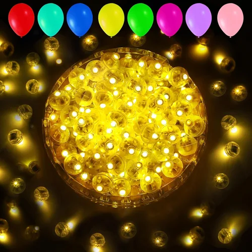 Miniatura 31 de Aogist 100 luces de globo Mutilcolor, luz de bola pequeña impermeable de largo tiempo de espera, lámpara LED redonda para linterna de papel, fiesta