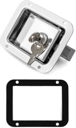 Miniatura 2 de QWORK Pestillo de acero inoxidable para puerta de remolque RV, mango de bloqueo resistente con llave, reemplazo resistente para caja