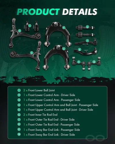 Miniatura 3 de Scitoo 12pcs Kit de suspensión 2 brazo de control superior y junta de bola, 2 brazo de control inferior 4 extremo de la barra de corbata, 2 juntas
