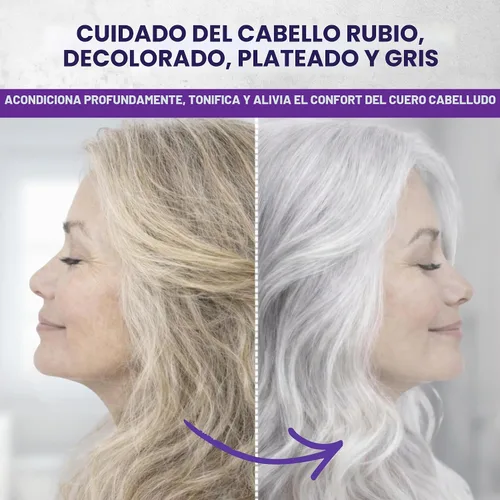 Miniatura 3 de KESMEDIK Máscara para el cabello morado de árbol de té, fórmula plateada pura para tonos amarillos cobrizos, acondicionador profundo con árbol de té
