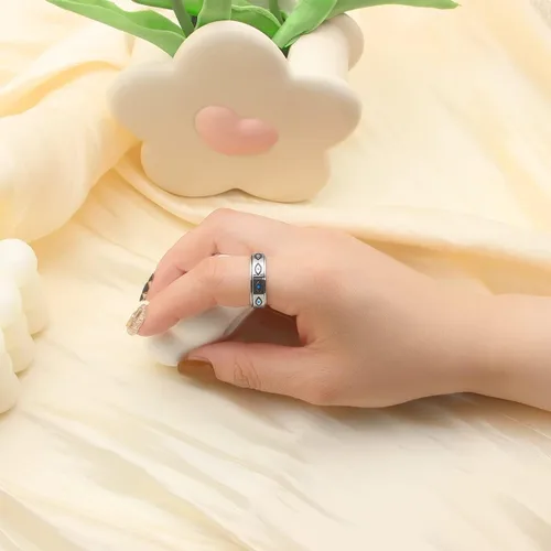 Miniatura 5 de Anillo de ansiedad OreilleStar para mujeres, anillo giratorio de titanio y acero inoxidable, anillo de ansiedad para hombres, 6mm de ancho con Plata