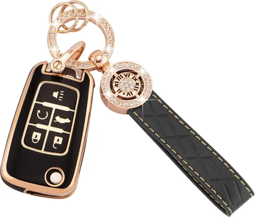 Miniatura 24 de EKALA para Funda de Llavero con Llavero de Cuero, Funda de Tecla de 5 Botones TPU Compatible con 2007-2018 Wrangler Compass Patriot, Dodge Ram