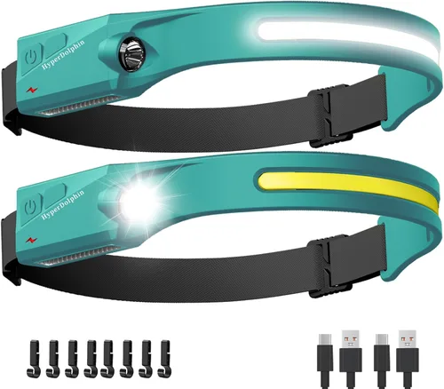 Linterna frontal recargable (2, Verde)