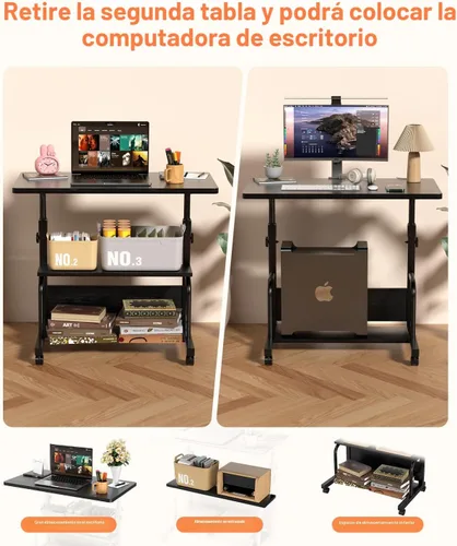 Miniatura 7 de QZMDSM Escritorio portátil con ruedas de altura ajustable para espacios pequeños, escritorio de computadora de 32 pulgadas, mesas de dibujo