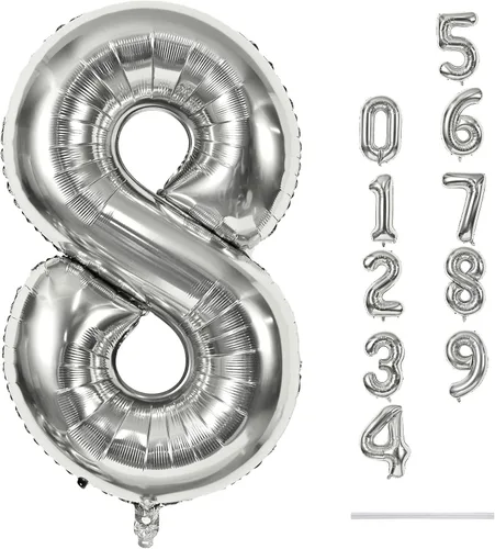 Miniatura 33 de Globo dorado champán con el número 5, globos de aluminio autoinflables grandes de 40 pulgadas del 0 al 9, globo de helio digital 5 dorado claro