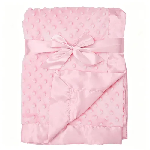 American Baby Company Heavenly - Manta de recepción de felpilla suave (30 x 40 pulgadas), diseño de 2 capas con lunares minky y satén sedoso, rosa,