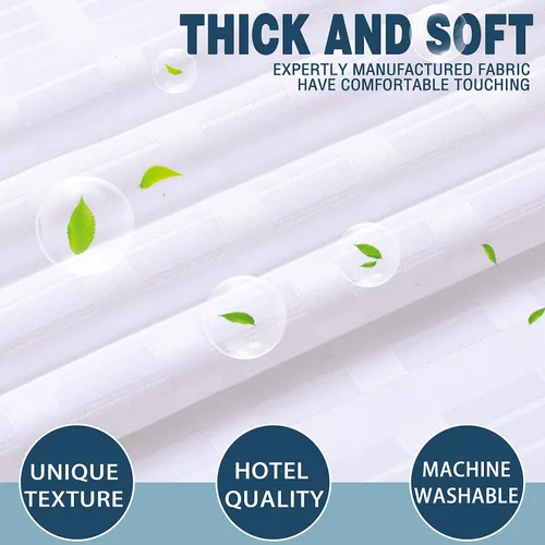 Miniatura 5 de Conbo Mio Cortina de ducha sin gancho con forro a presión, cortinas de baño de tela blanca de lujo para hotel con ventana superior transparente