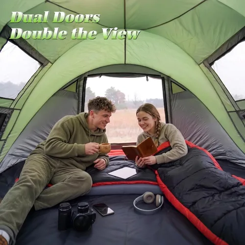 Miniatura 4 de Hewolf Tienda de campaña desplegable para 2/4 personas, fácil instalación instantánea, impermeable, tienda familiar automática para camping