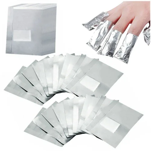 200 piezas de envoltorios de papel de aluminio para quitar esmalte de uñas con almohadillas de algodón, gel para uñas, herramienta de remoción de