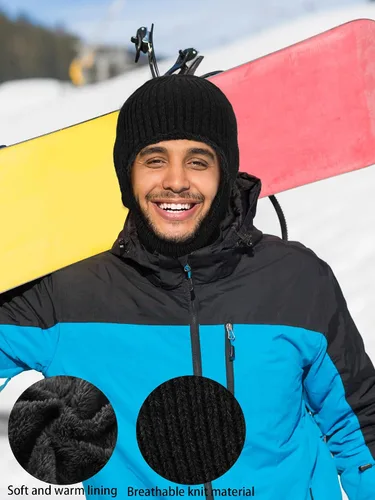 Miniatura 6 de Pasamontañas de punto calentador resistente al viento sombrero que cubre la cara para hombres mujeres forro polar deportes al aire libre