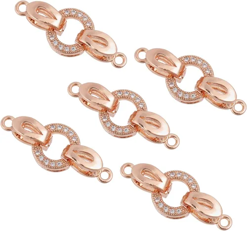 Miniatura 8 de CHGCRAFT Juego de 5 cierres plegables de latón de 0.984 in con circonita cúbica ovalada de larga duración para pulseras, collares, tobilleras