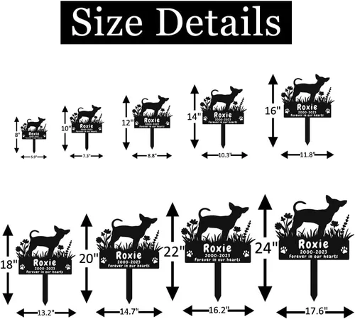 Miniatura 5 de Marcador de tumba conmemorativo de perro Chihuahua personalizado, estaca de jardín conmemorativa de perro Chihuahua, marcador de tumba de metal