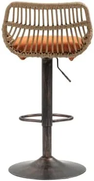 Miniatura 5 de Juego de 2 taburetes giratorios de bar ajustables con reposapiés para cocina, bar, restaurante (naranja)