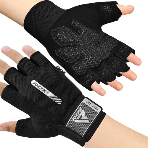 Miniatura 11 de RDX Guantes de levantamiento de pesas para gimnasio, entrenamiento de fitness, protección completa acolchada antideslizante, ultra ventilados