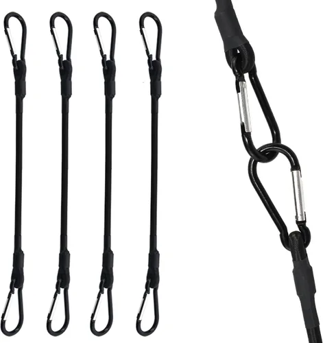 Miniatura 10 de Correas elásticas cortas con Mini SDTC Tech con mosquetones, paquete de 8 correas elásticas negras extra resistentes de 6", 8", 10" SDTC Tech