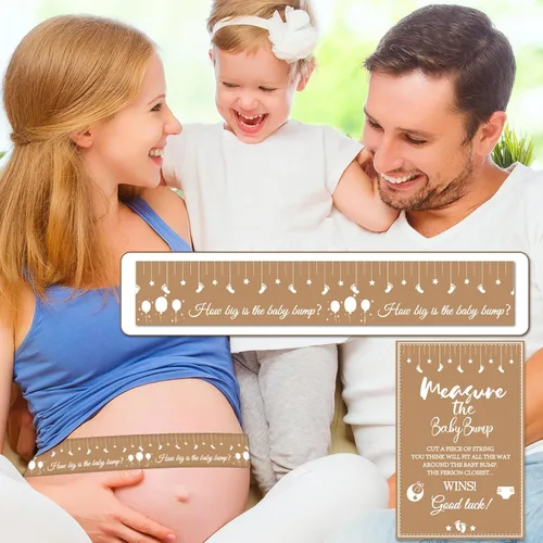 Miniatura 6 de Juegos de baby shower, cinta métrica para medir el vientre de 150 pies, cinta métrica para el vientre de mamá, cinta métrica de vientre para Marrón