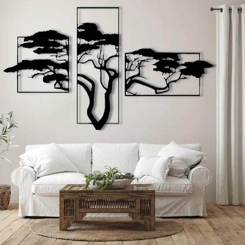 Miniatura 8 de ICEWQOQU Arte de pared con árbol de la vida, 3 piezas de metal árbol de la vida, decoración de pared natural, arte de pared grande de metal