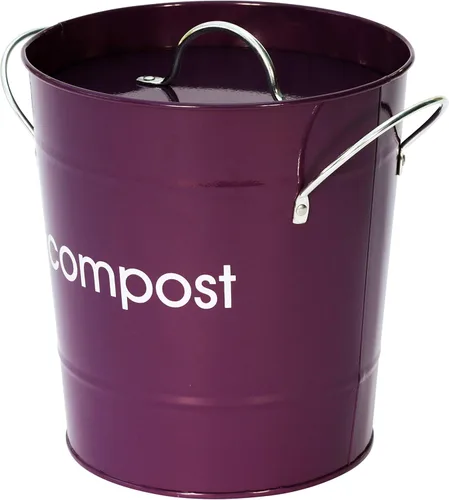 Miniatura 4 de Premier Housewares Contenedor de compostaje morado para compostaje, de acero para cocina, jardín, compostaje, para exteriores, de zinc, para jardín